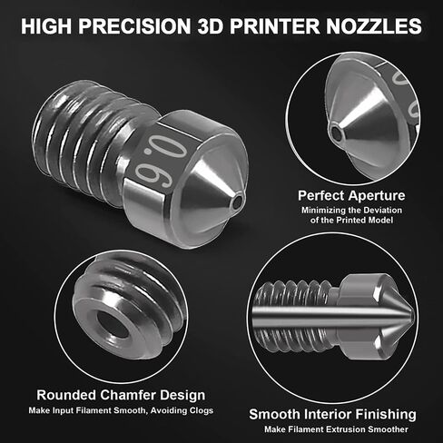 3D Printer Nozzle 0.6mm Hardened Steel Nozzle 0.6mm Extruder Print Head for 1.75mm Filament V5-V6 3D Printer Prusa I3 (12PCS) in Saudi Arabia