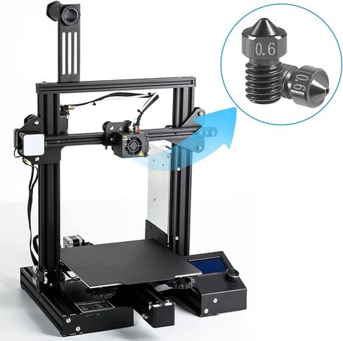 3D Printer Nozzle 0.6mm Hardened Steel Nozzle 0.6mm Extruder Print Head for 1.75mm Filament V5-V6 3D Printer Prusa I3 (12PCS) in Saudi Arabia
