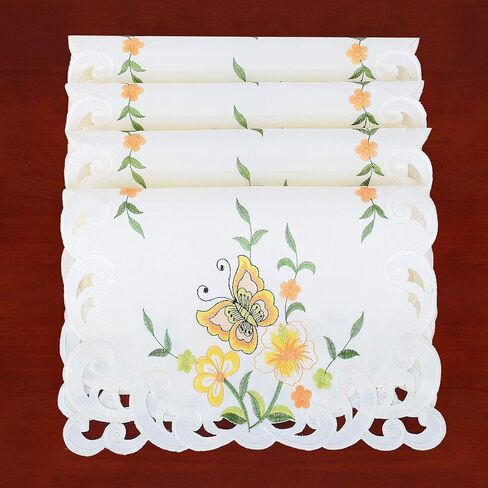 Simhomsen Spring Butterfly and Floral Table Runners, Dresser Scarf (Blue, 14 × 54 Inch) in Saudi Arabia