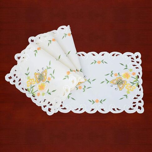 Simhomsen Spring Butterfly and Floral Table Runners, Dresser Scarf (Blue, 14 × 54 Inch) in Saudi Arabia