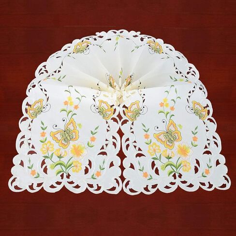Simhomsen Spring Butterfly and Floral Table Runners, Dresser Scarf (Blue, 14 × 54 Inch) in Saudi Arabia