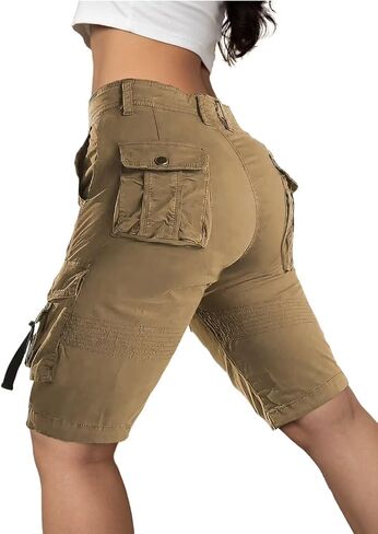 Flamingals Hiking Shorts for Women Flap Pocket Design Bermuda Cargo Shorts 2024 Trendy in Saudi Arabia