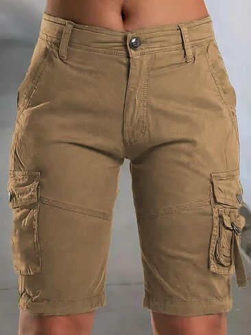 Flamingals Hiking Shorts for Women Flap Pocket Design Bermuda Cargo Shorts 2024 Trendy in Saudi Arabia