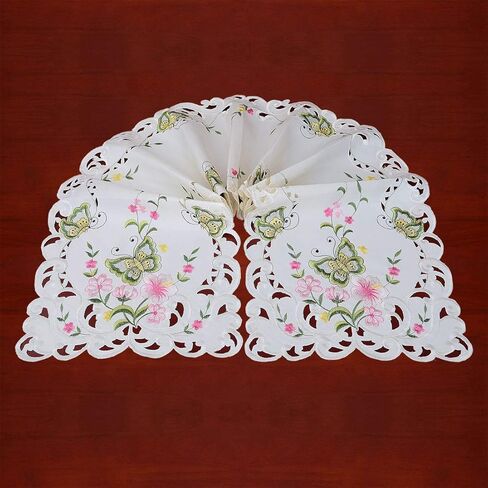 Simhomsen Spring Butterfly and Floral Table Runners, Dresser Scarf (Blue, 14 × 54 Inch) in Kuwait