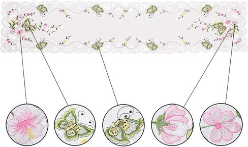 Simhomsen Spring Butterfly and Floral Table Runners, Dresser Scarf (Blue, 14 × 54 Inch) in Kuwait