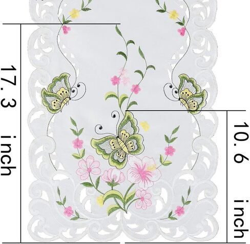 Simhomsen Spring Butterfly and Floral Table Runners, Dresser Scarf (Blue, 14 × 54 Inch) in Kuwait