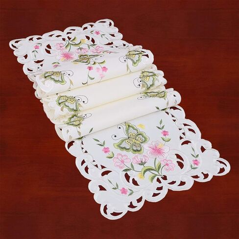 Simhomsen Spring Butterfly and Floral Table Runners, Dresser Scarf (Blue, 14 × 54 Inch) in Kuwait