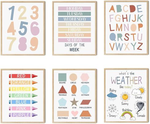 LIYAOLI Abc Wall Decor Boho Rainbow Nursery Decor Playroom Wall Decor 11 x 14 inch Set of 6 Unframed Art Prints Abc Letters for Classroom Wall Nursery Decor Neutral in Saudi Arabia