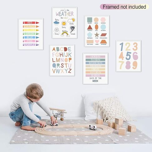 LIYAOLI Abc Wall Decor Boho Rainbow Nursery Decor Playroom Wall Decor 11 x 14 inch Set of 6 Unframed Art Prints Abc Letters for Classroom Wall Nursery Decor Neutral in Saudi Arabia
