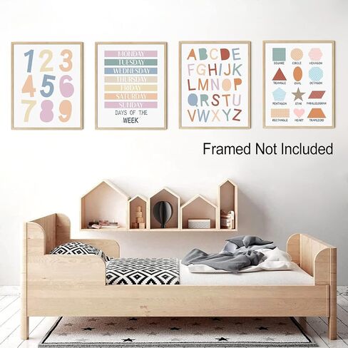 LIYAOLI Abc Wall Decor Boho Rainbow Nursery Decor Playroom Wall Decor 11 x 14 inch Set of 6 Unframed Art Prints Abc Letters for Classroom Wall Nursery Decor Neutral in Saudi Arabia