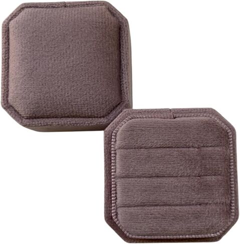 فاخر 3 فتحات صندوق خاتم مخملي مربع مثمن للخطوبة حفل زفاف عرض المجوهرات تخزين (أزرق فاتح) in Kuwait