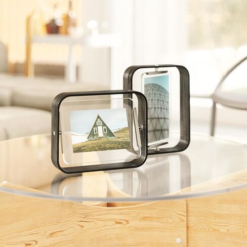 إطار مكتب Umbra Bellwood، إطار صورة عائم دوار، أفقي أو رأسي، 4x6 بوصة، طبيعي in Kuwait