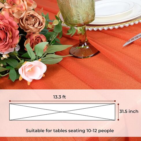 Babenest 5pcs Dusty Rose Gauze Table Runners, 13ft Boho Rustic Chiffon Like Sheer Runner, 31x160 Inches Long Tulle Fabric for Bridal Baby Shower, Wedding, Party, Christmas Decorations in Saudi Arabia