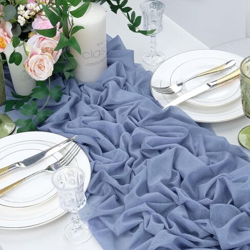 Babenest 5pcs Dusty Rose Gauze Table Runners, 13ft Boho Rustic Chiffon Like Sheer Runner, 31x160 Inches Long Tulle Fabric for Bridal Baby Shower, Wedding, Party, Christmas Decorations in Saudi Arabia