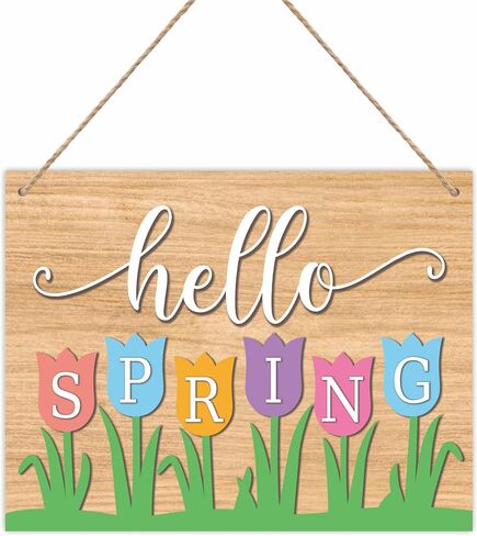 8"X10" Hello Summer Hanging Wooden Plaque - Melting Popsicle - 1 Wood Sign & 1 Sisal Rope, Rustic Retro Welcome Hanger For Front Door Farmhouse, Home & Office Decorations - E06 in Saudi Arabia