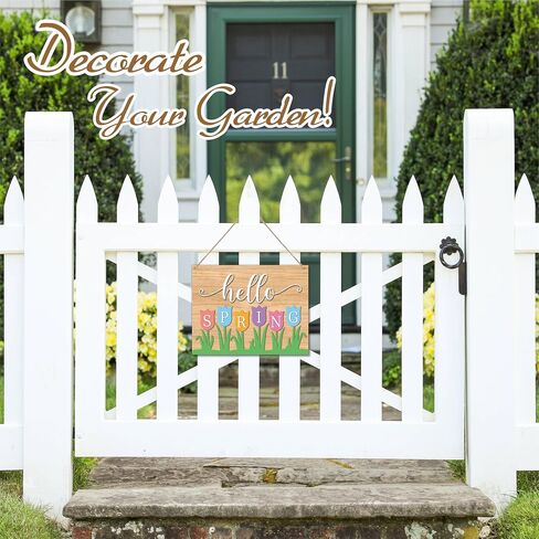 8"X10" Hello Summer Hanging Wooden Plaque - Melting Popsicle - 1 Wood Sign & 1 Sisal Rope, Rustic Retro Welcome Hanger For Front Door Farmhouse, Home & Office Decorations - E06 in Saudi Arabia
