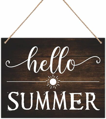 8"X10" Hello Summer Hanging Wooden Plaque - Melting Popsicle - 1 Wood Sign & 1 Sisal Rope, Rustic Retro Welcome Hanger For Front Door Farmhouse, Home & Office Decorations - E06 in Saudi Arabia