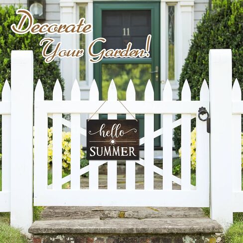 8"X10" Hello Summer Hanging Wooden Plaque - Melting Popsicle - 1 Wood Sign & 1 Sisal Rope, Rustic Retro Welcome Hanger For Front Door Farmhouse, Home & Office Decorations - E06 in Saudi Arabia