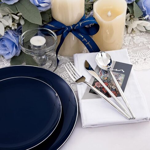 I00000 150Pcs Black Plastic Plates, Gold Plastic Dinnerware,Heavy Duty Black Gold Plates for 30 Guests Include 30 Dinner Plates,30 Dessert Plates,90 Gold Cutlery for Wedding & Party in Saudi Arabia