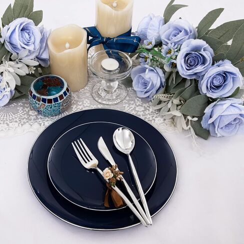 I00000 150Pcs Black Plastic Plates, Gold Plastic Dinnerware,Heavy Duty Black Gold Plates for 30 Guests Include 30 Dinner Plates,30 Dessert Plates,90 Gold Cutlery for Wedding & Party in Saudi Arabia
