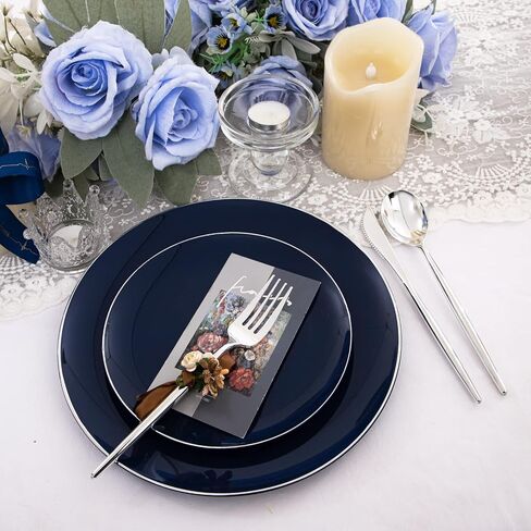 I00000 150Pcs Black Plastic Plates, Gold Plastic Dinnerware,Heavy Duty Black Gold Plates for 30 Guests Include 30 Dinner Plates,30 Dessert Plates,90 Gold Cutlery for Wedding & Party in Saudi Arabia