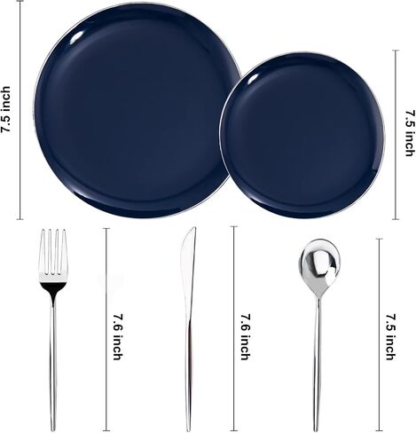 I00000 150Pcs Black Plastic Plates, Gold Plastic Dinnerware,Heavy Duty Black Gold Plates for 30 Guests Include 30 Dinner Plates,30 Dessert Plates,90 Gold Cutlery for Wedding & Party in Saudi Arabia