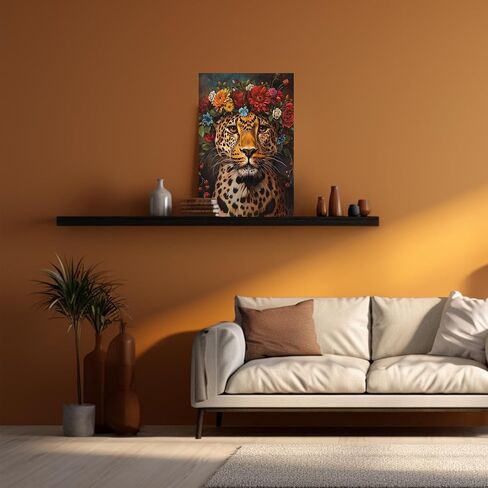 Maximalist Decor Posters Vintage Leopard Prints Floral Wall Art Fun Colourful Wall Art Decor Eclectic Animal Wall Art Portrait Canvas Prints for Nursery Bedroom Office Home Decor 12x16inch Framed in Saudi Arabia