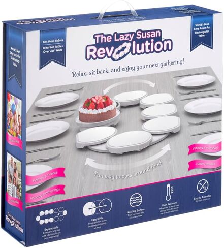 ORIGINAL DARK GRAY - The Lazy Susan Revolution - The First Patented Lazy Susan Turntable Expandable for Rectangular & Oblong Tables - Kitchen & Dining Tables - Great Gift! Parties & Gatherings in Saudi Arabia