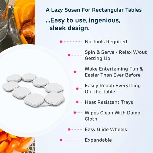 ORIGINAL DARK GRAY - The Lazy Susan Revolution - The First Patented Lazy Susan Turntable Expandable for Rectangular & Oblong Tables - Kitchen & Dining Tables - Great Gift! Parties & Gatherings in Saudi Arabia