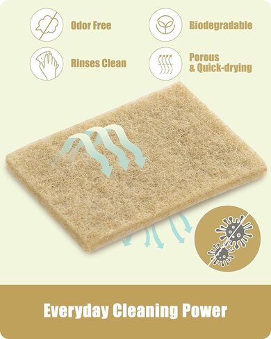 Foamstar Natural Scouring Pads 6 Pack- Non-Scratch Sisal Cleaning Scrub Pads for Dishes, Eco-Friendly Coconut Fiber Kitchen Scrubbers for Pans and Pots, Compostable, Biodegradable in Saudi Arabia