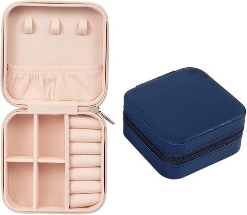 AUGEN PU Leather Small Jewelry Box For Women, Portable Travel Jewelry Case Organizer Storage, Jewelry Organizer For Ring Earring Necklace Bracelet (Light Blue) in Saudi Arabia