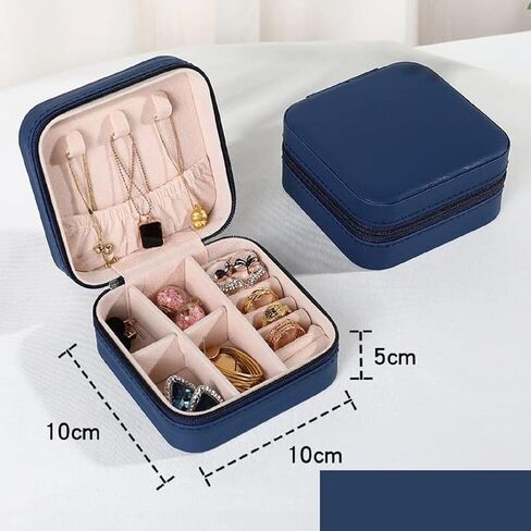 AUGEN PU Leather Small Jewelry Box For Women, Portable Travel Jewelry Case Organizer Storage, Jewelry Organizer For Ring Earring Necklace Bracelet (Light Blue) in Saudi Arabia
