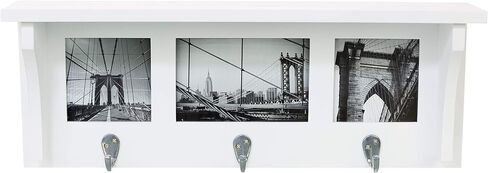Kiera Grace Riley Floating Modern Wall Mounted Coat Shelf with 3 Metal Hooks for Home, Office, 1Pack, Black in Saudi Arabia
