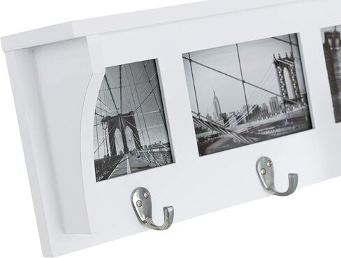 Kiera Grace Riley Floating Modern Wall Mounted Coat Shelf with 3 Metal Hooks for Home, Office, 1Pack, Black in Saudi Arabia