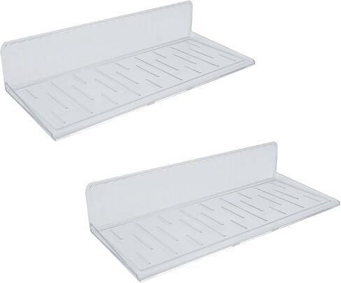 قطعتان من الأرفف العائمة من الأكريليك لاصقة على الحائط رف صغير بدون مثقاب للاستخدام خفيف الوزن في الحمام وغرفة المعيشة والمطبخ (شفاف 9-3/4 بوصة) in Kuwait