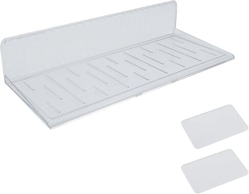 قطعتان من الأرفف العائمة من الأكريليك لاصقة على الحائط رف صغير بدون مثقاب للاستخدام خفيف الوزن في الحمام وغرفة المعيشة والمطبخ (شفاف 9-3/4 بوصة) in Kuwait