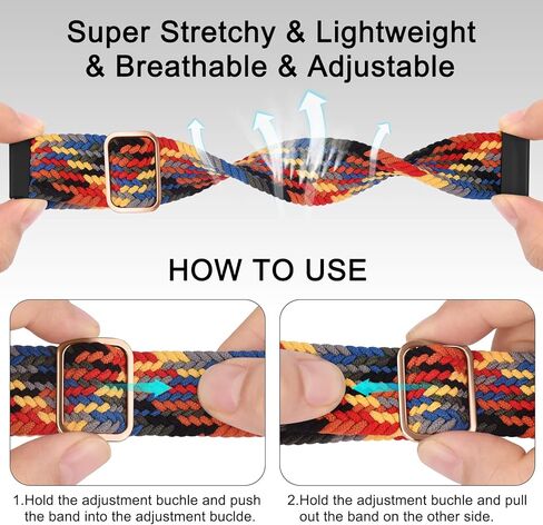 أساور Wanme لساعة Garmin Venu / Vivoactive 3، حزام معصم بديل مرن مضفر 20 مم قابل للتعديل لـ Garmin Venu Sq، Vivoactive 3 Music، Forerunner 645 / 245 Music، Samsung Galaxy Watch 4 in Kuwait