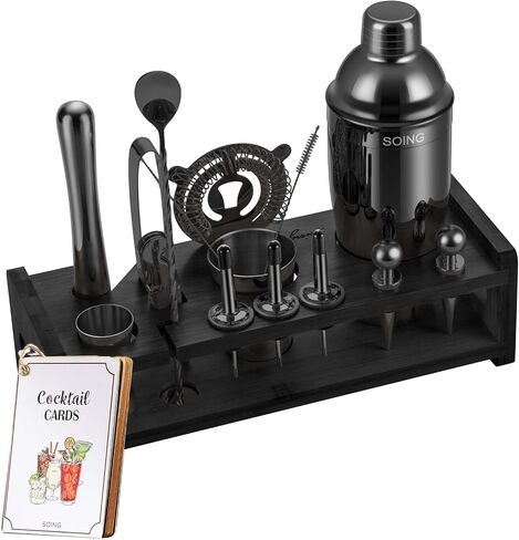 SOING 24-Piece Bartender Kit with Stand,Perfect Mixology Bar Kit Cocktail Shaker Set for Drink Mixing,Stainless Steel Bar Tools with All Needed Accessories,Recipes in Saudi Arabia
