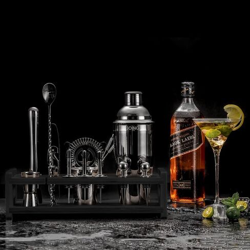 SOING 24-Piece Bartender Kit with Stand,Perfect Mixology Bar Kit Cocktail Shaker Set for Drink Mixing,Stainless Steel Bar Tools with All Needed Accessories,Recipes in Saudi Arabia