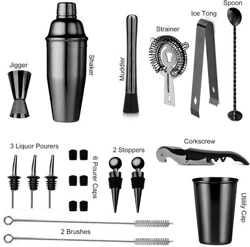 SOING 24-Piece Bartender Kit with Stand,Perfect Mixology Bar Kit Cocktail Shaker Set for Drink Mixing,Stainless Steel Bar Tools with All Needed Accessories,Recipes in Saudi Arabia