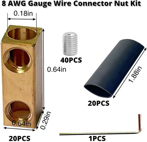 10 قطع 10 AWG مجموعة صواميل توصيل الأسلاك، 60 أمبير، طرف توصيل سريع للأسلاك، موصل سلك الدائرة مع براغي وأنابيب الانكماش الحراري in Saudi Arabia