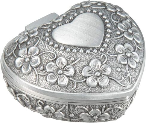 Feyarl صندوق حلية صغير للمجوهرات العتيقة وأقراط وقلادة وحقيبة تنظيم صندوق كنز معدني لتخزين الصدر صندوق هدايا تذكاري للفتيات هدية عيد ميلاد in Kuwait