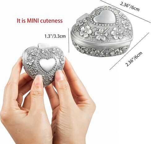 Feyarl صندوق حلية صغير للمجوهرات العتيقة وأقراط وقلادة وحقيبة تنظيم صندوق كنز معدني لتخزين الصدر صندوق هدايا تذكاري للفتيات هدية عيد ميلاد in Kuwait