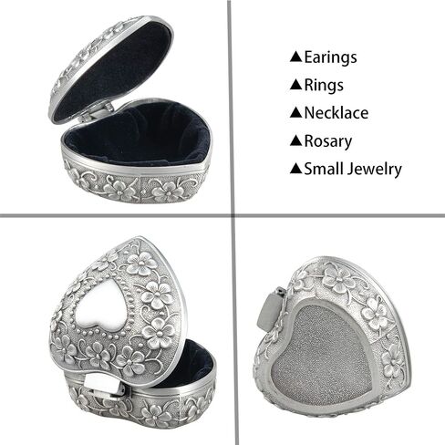 Feyarl صندوق حلية صغير للمجوهرات العتيقة وأقراط وقلادة وحقيبة تنظيم صندوق كنز معدني لتخزين الصدر صندوق هدايا تذكاري للفتيات هدية عيد ميلاد in Kuwait