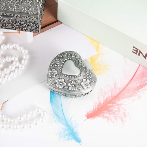 Feyarl صندوق حلية صغير للمجوهرات العتيقة وأقراط وقلادة وحقيبة تنظيم صندوق كنز معدني لتخزين الصدر صندوق هدايا تذكاري للفتيات هدية عيد ميلاد in Kuwait