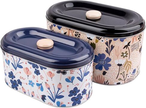Framendino, 2 Pack Tin Trinket Coin Box Jewelry Storage Containers with Lid for Home Kitchen Decoration 2 Sizes Floret in Saudi Arabia