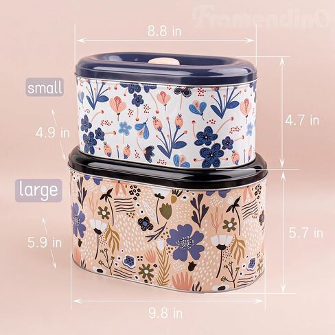 Framendino, 2 Pack Tin Trinket Coin Box Jewelry Storage Containers with Lid for Home Kitchen Decoration 2 Sizes Floret in Saudi Arabia