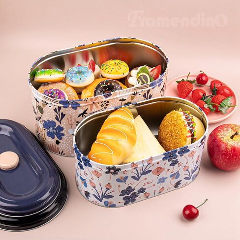 Framendino, 2 Pack Tin Trinket Coin Box Jewelry Storage Containers with Lid for Home Kitchen Decoration 2 Sizes Floret in Saudi Arabia