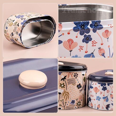 Framendino, 2 Pack Tin Trinket Coin Box Jewelry Storage Containers with Lid for Home Kitchen Decoration 2 Sizes Floret in Saudi Arabia