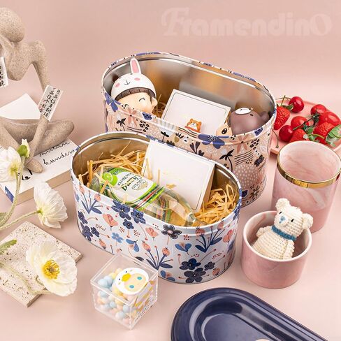 Framendino, 2 Pack Tin Trinket Coin Box Jewelry Storage Containers with Lid for Home Kitchen Decoration 2 Sizes Floret in Saudi Arabia
